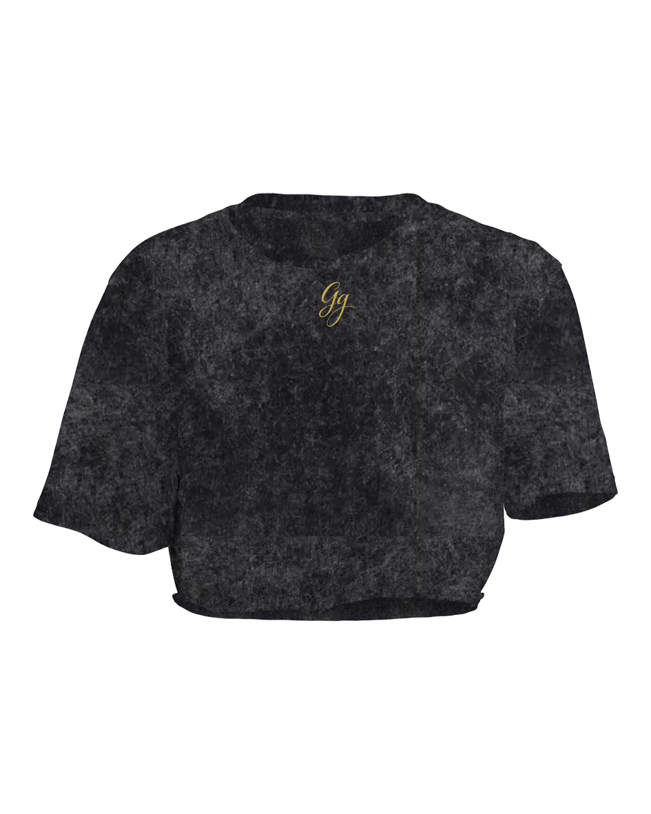 Gg Stonewash Crop Tee - Black