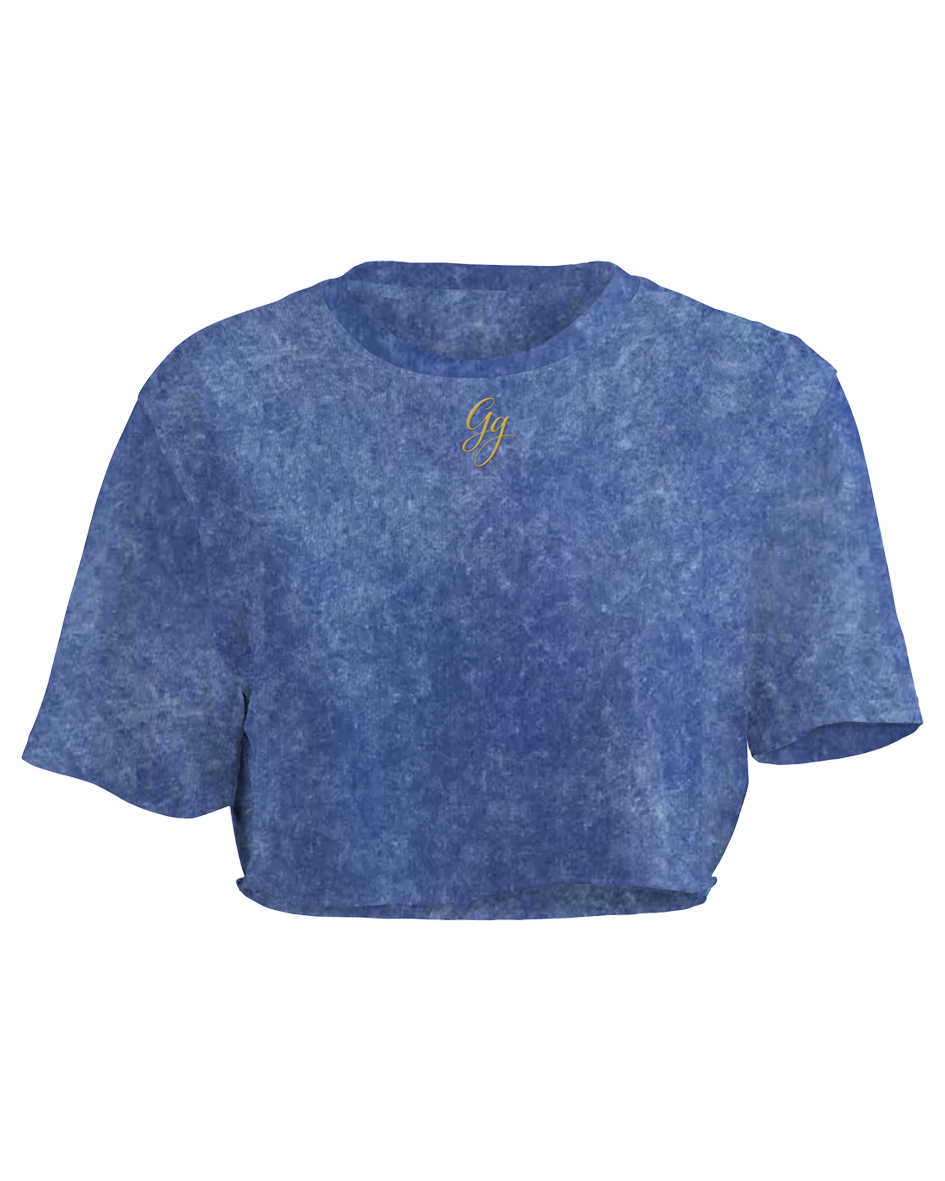 Gg Stonewash Crop Tee - Blue