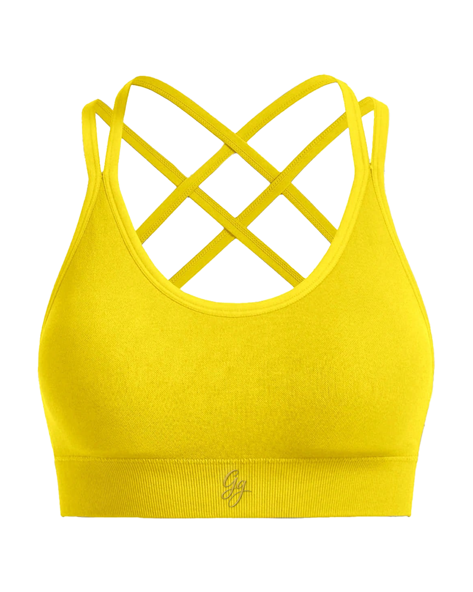 Crisscross Seamless Sports Bra - Bubblegum Yellow