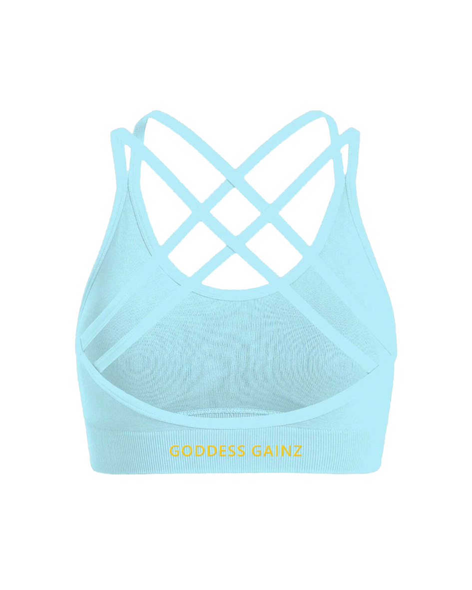 Crisscross Seamless Sports Bra - Bubblegum Sky Blue