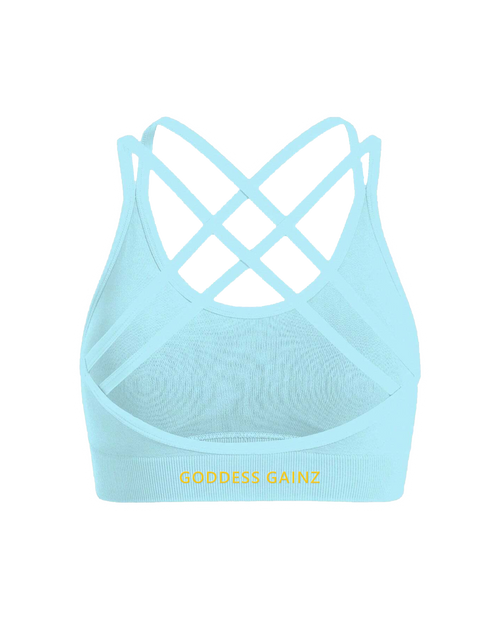 Crisscross Seamless Sports Bra - Bubblegum Sky Blue