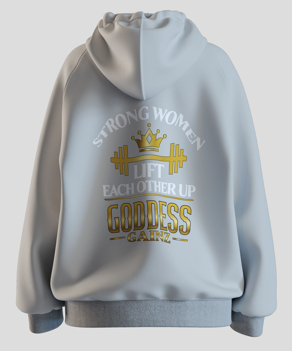 Strong Women Lift Each Other Up - Deluxe Hoodie (White Text)