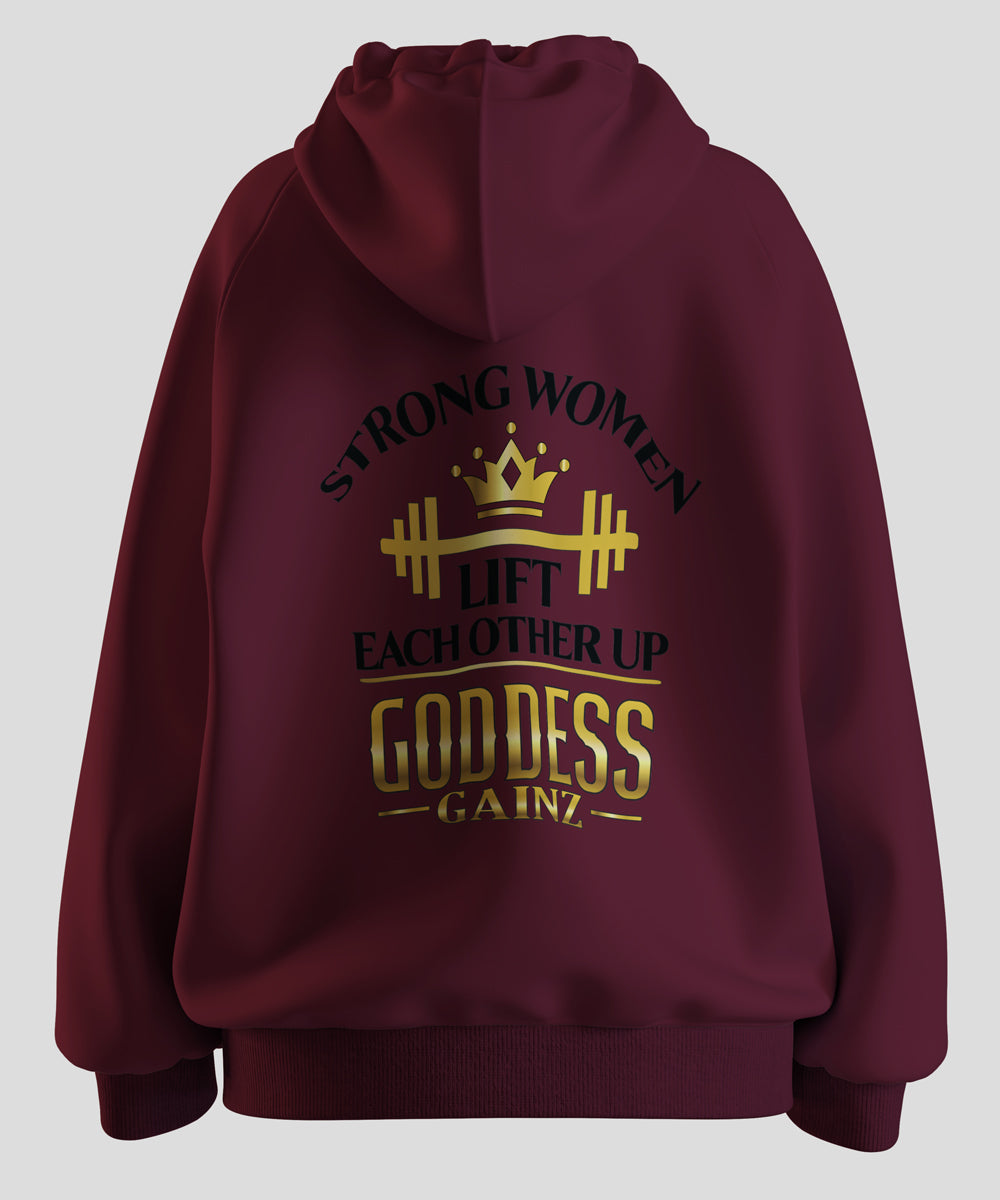 Strong Women Lift Each Other Up - Deluxe Hoodie (Black Text)