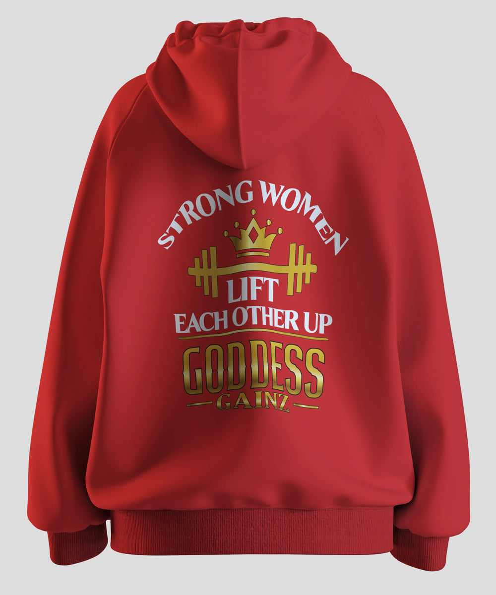Strong Women Lift Each Other Up - Deluxe Hoodie (White Text)