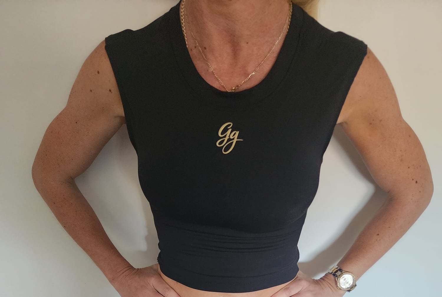 Gg Luxe Backless Fitness Top - Black