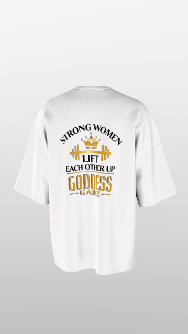 Strong Women Lift Each Other Up - Oversize Easyfit Tees - (Black Text)