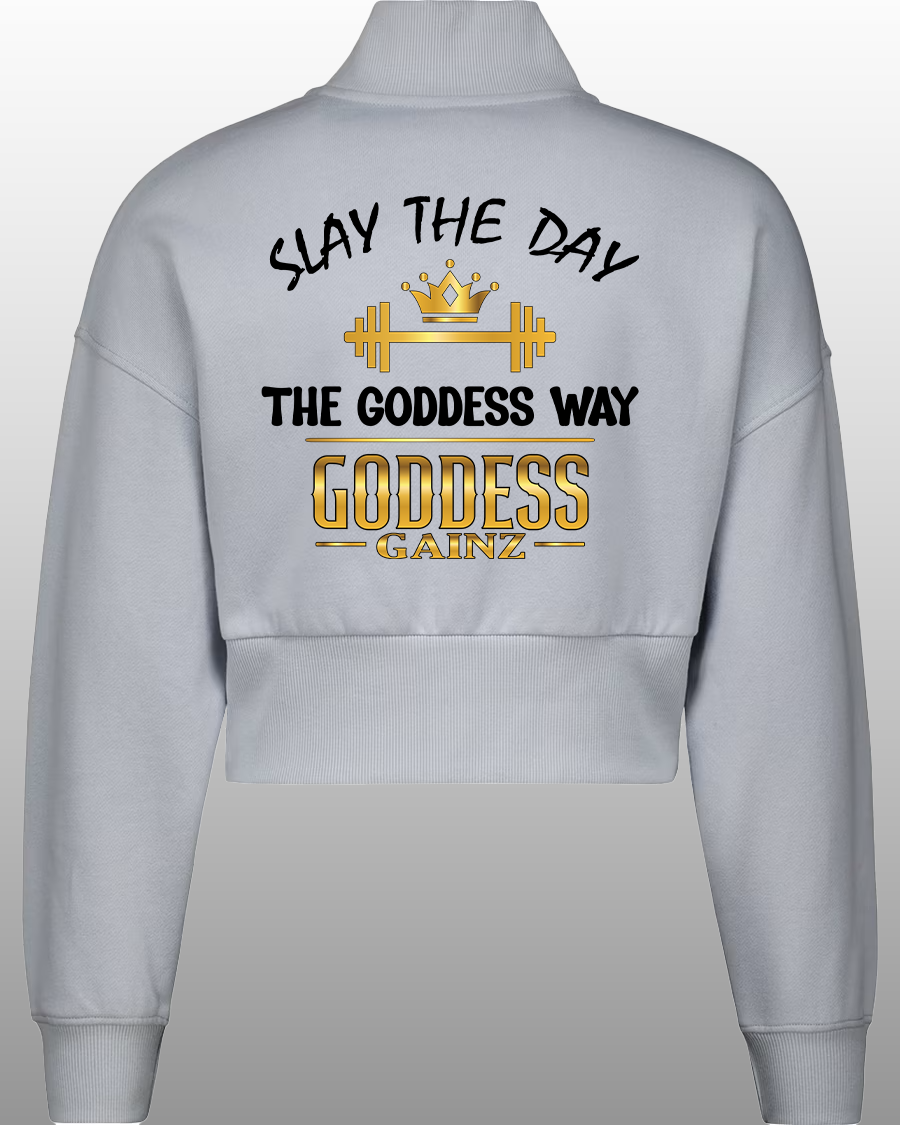 Slay The Day The Goddess Way - ¼ Zip Jacket Light Blue