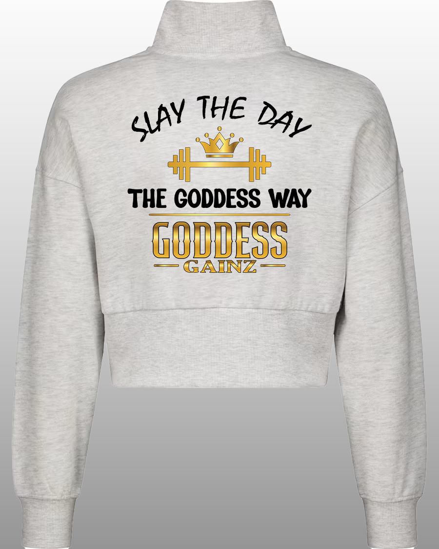 Slay The Day The Goddess Way - ¼ Zip Jacket Light Grey